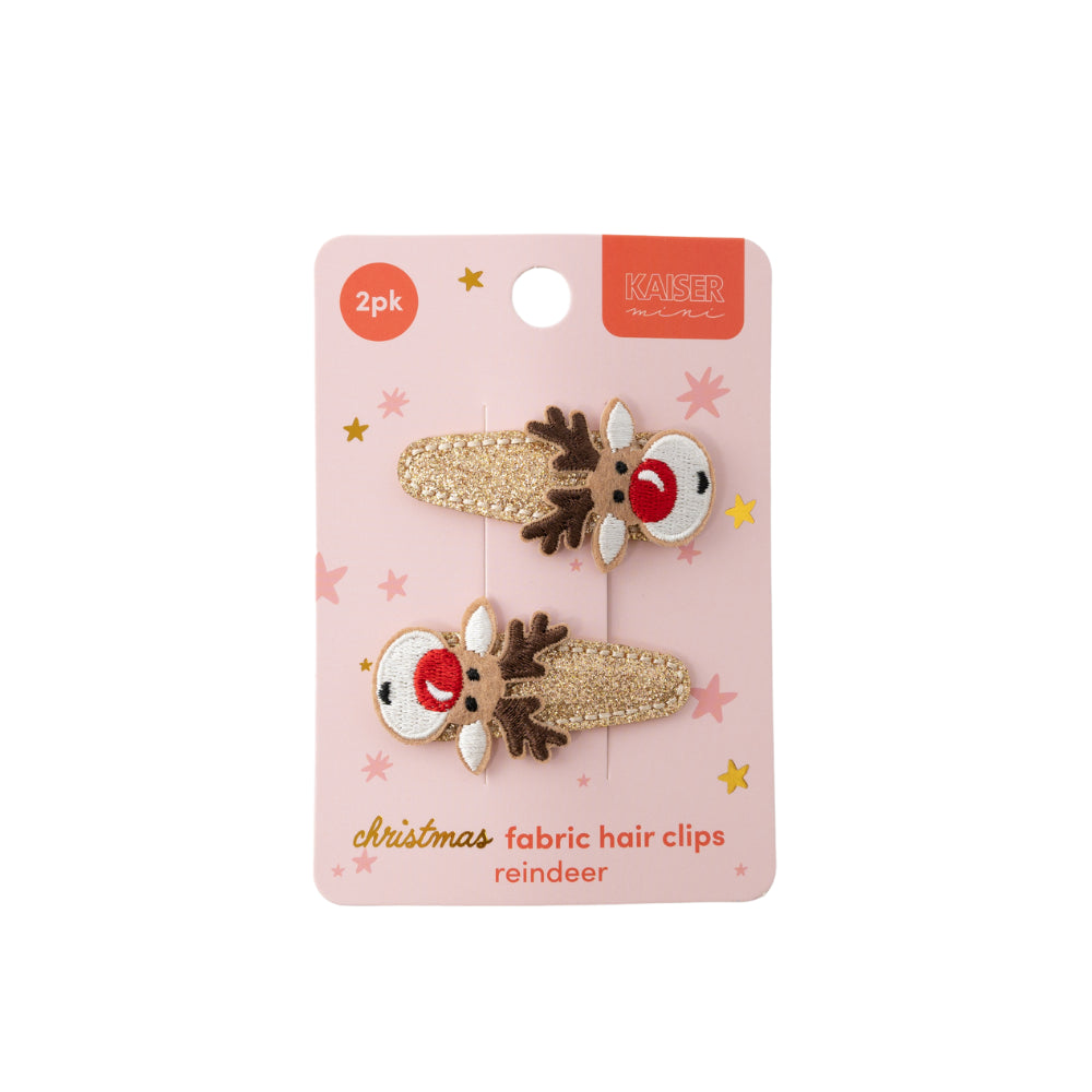 Kids 2pk Fabric Hair Clip - REINDEER
